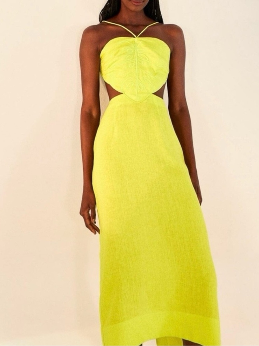 FARM Rio Neon Lime Backless Cutout Midi Dress - Picture 2 of 13